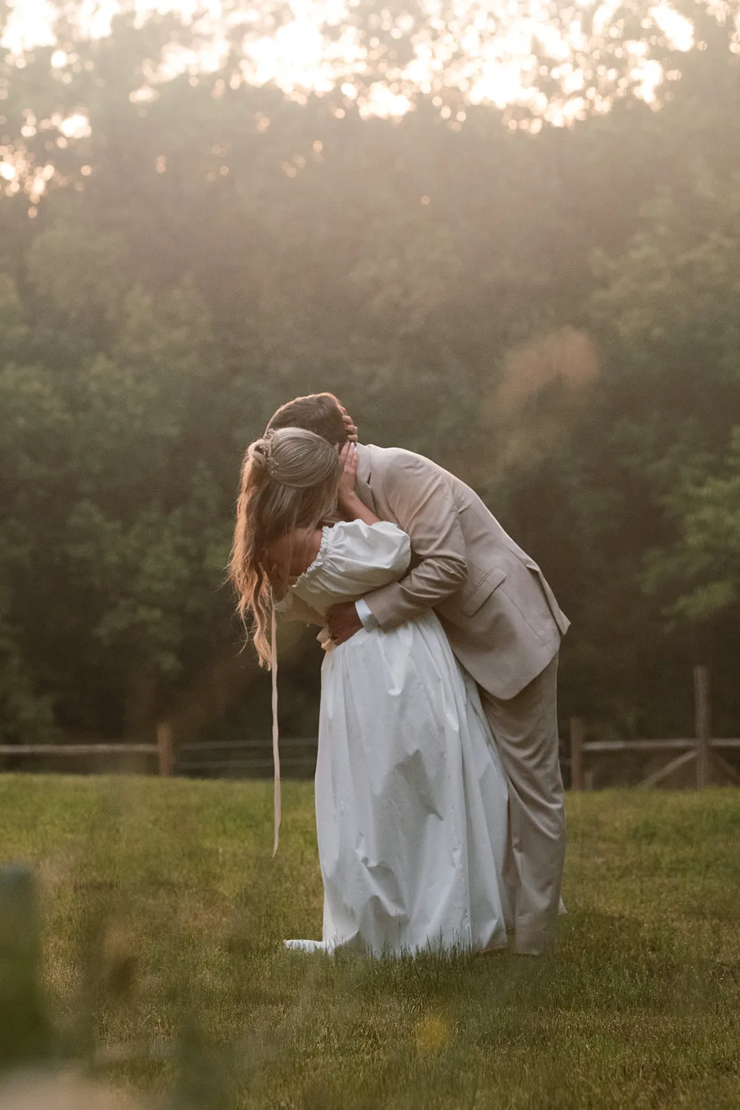 Golden hour embrace — wedding couple at sunset planned by Blush & Bash Event Co.